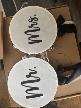 Set of Mr. and Mrs. Handheld Tambourines